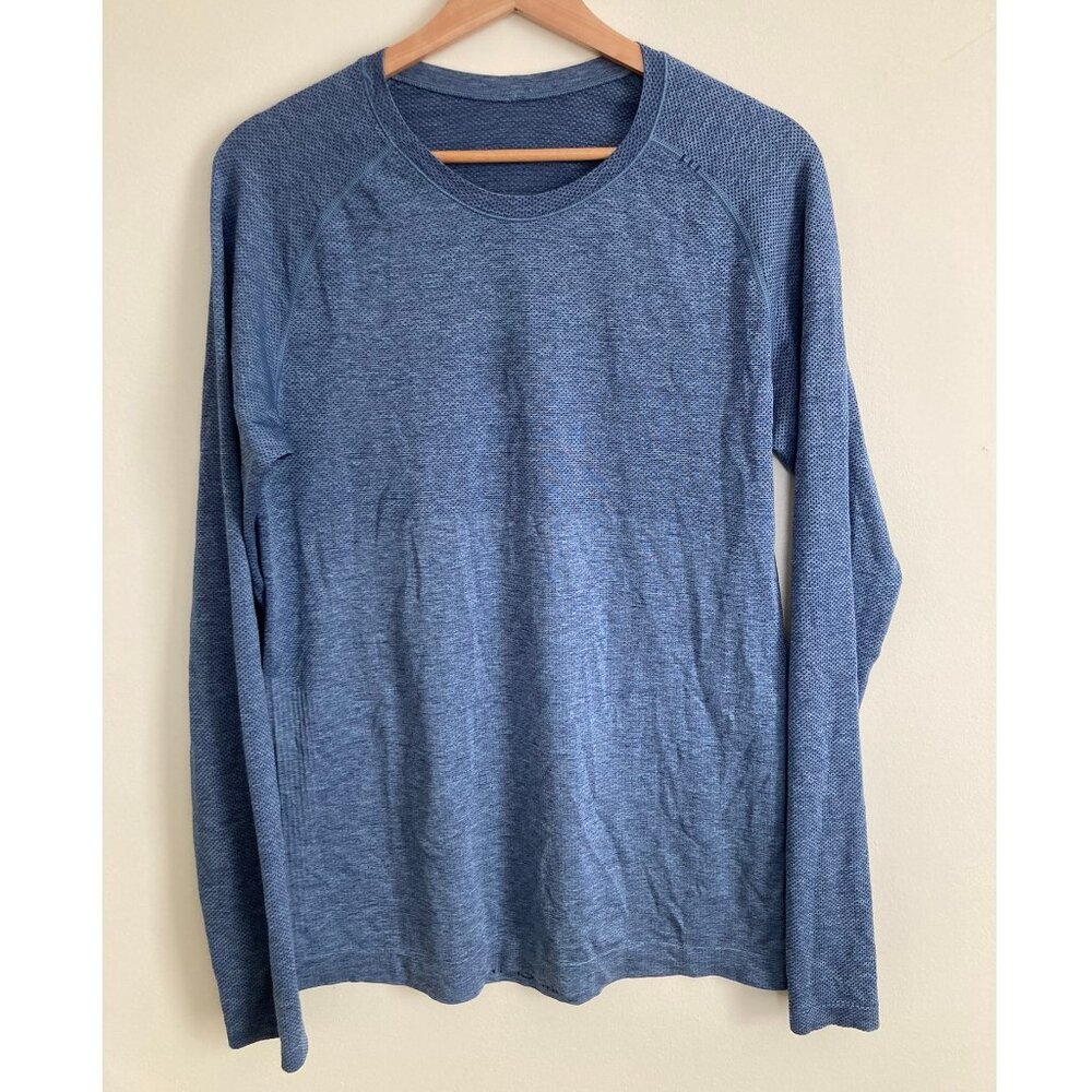 Lululemon Mens Small Metal Vent Tech Long Sleeve Shirt Blue Like New Condition